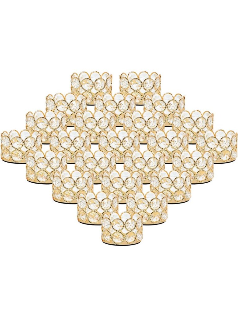 Elegant Crystal Gold Candle Holders Set of 24 | Perfect for Home Decor & Events